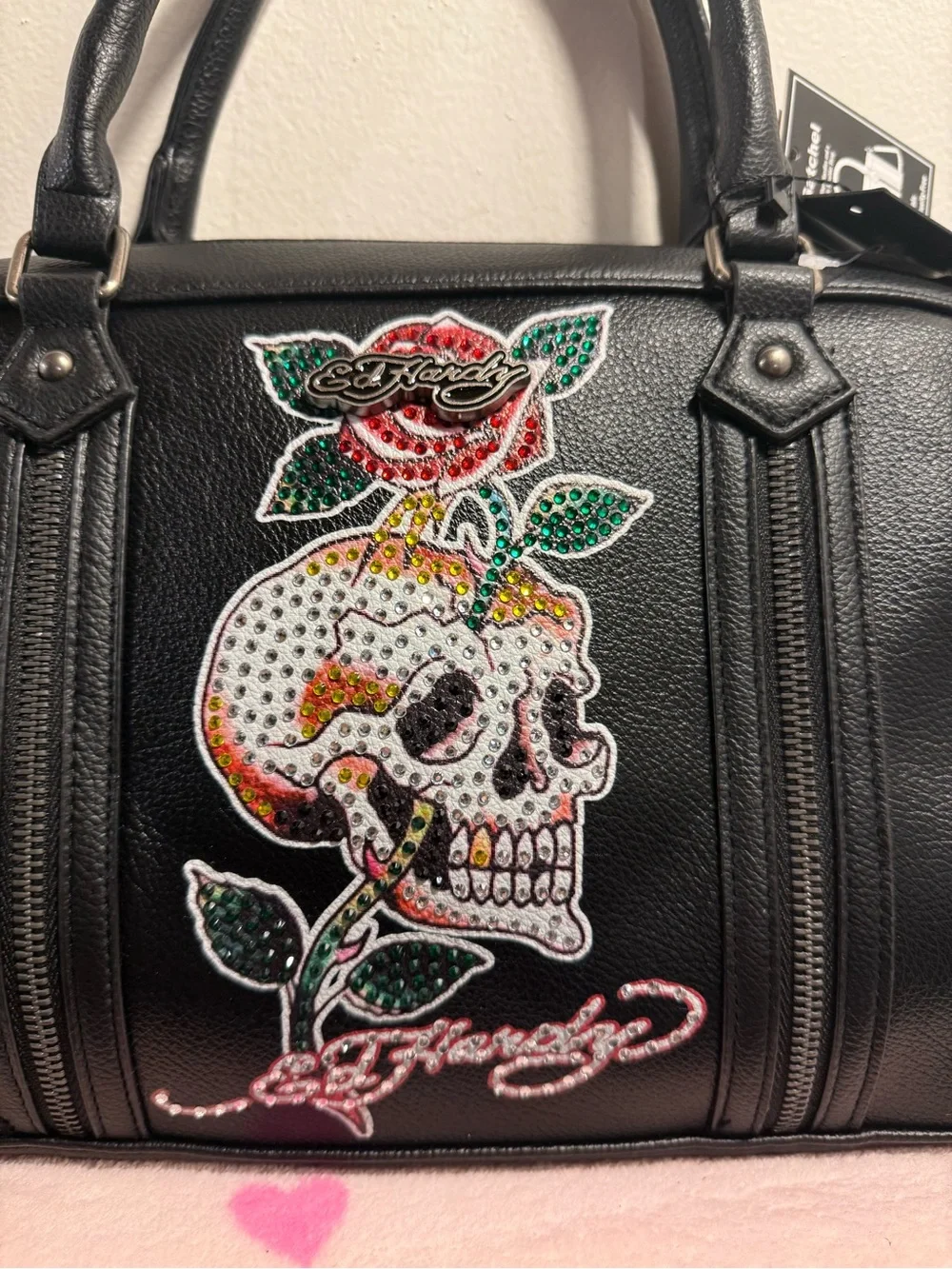 Ed Hardy Satchel Black rhinestone skull NEW RELEASE